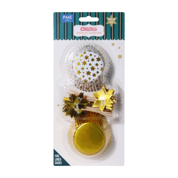 Cupcake & Topper Set of 24 - Golden Stars